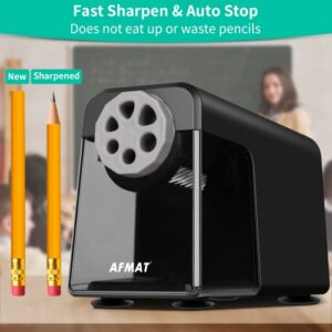 Electric Pencil Sharpener Heavy Duty, 6 Holes, Auto Stop AFMAT Pencil Sharpeners for School, Classroom Electric Sharpener for 6-10.2mm Pencils, 7000 Sharpening Times, Do not Eat up Colored Pencils