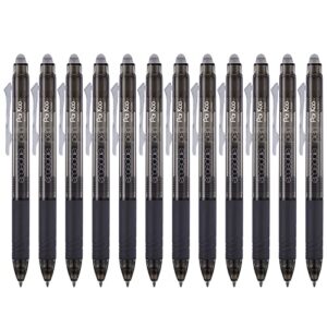 parkoo retractable erasable gel pens clicker fine point 0.7 mm, no need for white out, black ink for completing sudoku and crossword puzzles, 12-pack