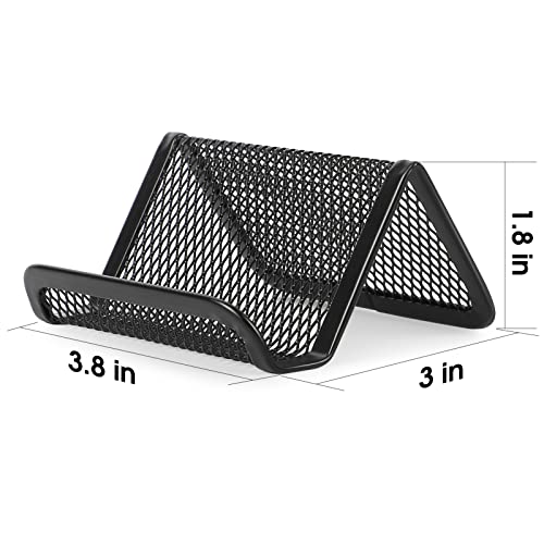 MaxGear Business Card Holder for Desk Metal Business Card Holders Mesh Business Card Holder Display Desk Business Card Stand Business Card Desk Holder with 50 Business Cards Capacity Black, 2 Pack