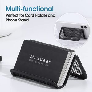 MaxGear Business Card Holder for Desk Metal Business Card Holders Mesh Business Card Holder Display Desk Business Card Stand Business Card Desk Holder with 50 Business Cards Capacity Black, 2 Pack