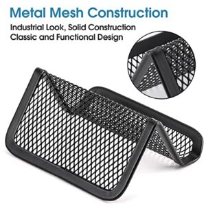 MaxGear Business Card Holder for Desk Metal Business Card Holders Mesh Business Card Holder Display Desk Business Card Stand Business Card Desk Holder with 50 Business Cards Capacity Black, 2 Pack