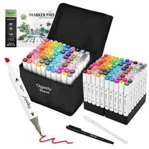 ogeely alcohol markers, 82 color dual tip permanent art markers for kids adults, sketch markers with marker case, bullet nib & chisel tip markers for artists illustration designing drawing