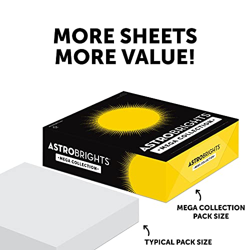 Astrobrights Mega Collection, Colored Cardstock,"Brilliant" 5-Color Assortment, 320 Sheets, 65 lb/176 gsm, 8.5" x 11" - MORE SHEETS! (91687), Assorted