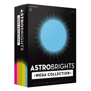 astrobrights mega collection, colored cardstock,”brilliant” 5-color assortment, 320 sheets, 65 lb/176 gsm, 8.5″ x 11″ – more sheets! (91687), assorted