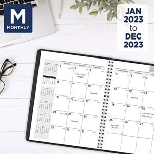 2023 Monthly Planner by AT-A-GLANCE, DayMinder, 7" x 8-3/4", Medium, Faux Leather, Black (G40000)