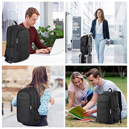 AMBOR Travel Laptop Backpack,17.3 inch Anti Theft Business Laptop Backpack with USB Charging Port and Headphone Interface , College School Backpack for Men & Women,Black