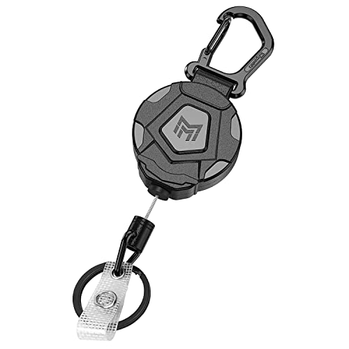 MNGARISTA Retractable Keychain, Heavy Duty Carabiner Badge Holder, Tactical ID Badge Reel with 31.5” Steel Retractable Cord, 8.0 oz