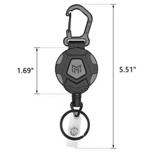 MNGARISTA Retractable Keychain, Heavy Duty Carabiner Badge Holder, Tactical ID Badge Reel with 31.5” Steel Retractable Cord, 8.0 oz