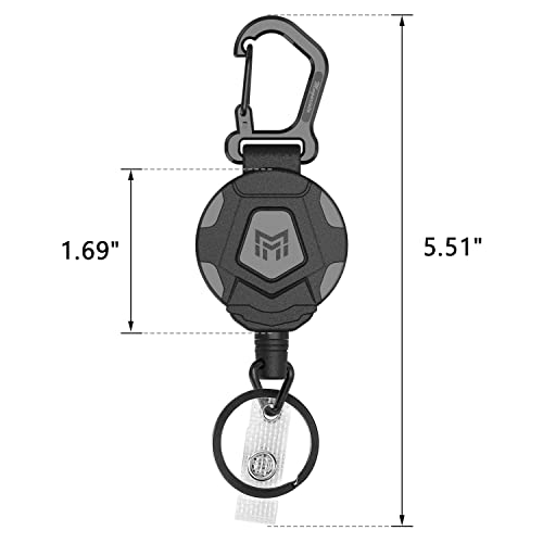 MNGARISTA Retractable Keychain, Heavy Duty Carabiner Badge Holder, Tactical ID Badge Reel with 31.5” Steel Retractable Cord, 8.0 oz