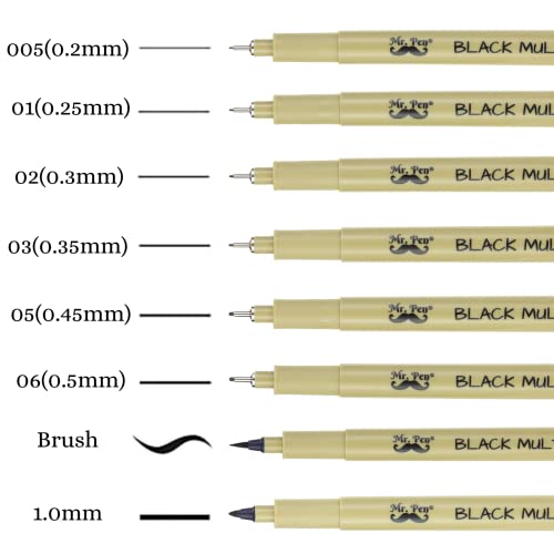 Mr. Pen- Drawing Pens, Black Multiliner, 8 Pack, Anime Pens, Sketch Pens, Micro Pen, Drawing Pens for Artists, Fineliner Pens, Art Pens, Inking Pens, Line Art Pens, Bible Journaling Pens, Fine Point