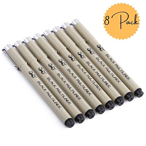 Mr. Pen- Drawing Pens, Black Multiliner, 8 Pack, Anime Pens, Sketch Pens, Micro Pen, Drawing Pens for Artists, Fineliner Pens, Art Pens, Inking Pens, Line Art Pens, Bible Journaling Pens, Fine Point