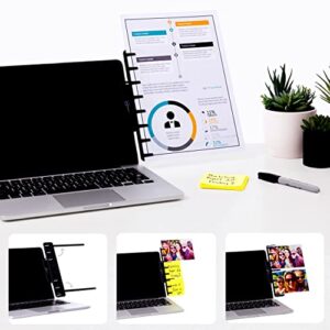 Note Tower Monitor Document Paper Holder for Typing - Sticky Note Organizer - Mounts to Laptops & Desktop Monitors, Reduces Eye and Neck Strain - Black