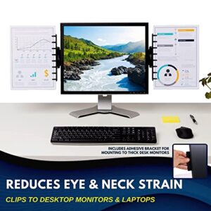 Note Tower Monitor Document Paper Holder for Typing - Sticky Note Organizer - Mounts to Laptops & Desktop Monitors, Reduces Eye and Neck Strain - Black