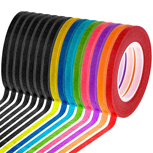 Cridoz 15 Rolls 1/8 Whiteboard Thin Tape Pinstripe Art Tape Dry Erase Board Grid Tape Lines Pinstriping Electrical Marking Tape, Assorted Colors