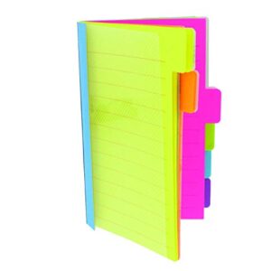 Redi-Tag Divider Sticky Notes, Tabbed Self-Stick Lined Note Pad, 60 Ruled Notes, 4 x 6 Inches, Assorted Neon Colors (29500)