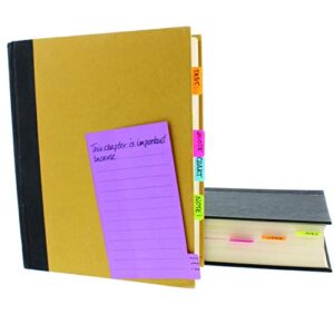 Redi-Tag Divider Sticky Notes, Tabbed Self-Stick Lined Note Pad, 60 Ruled Notes, 4 x 6 Inches, Assorted Neon Colors (29500)