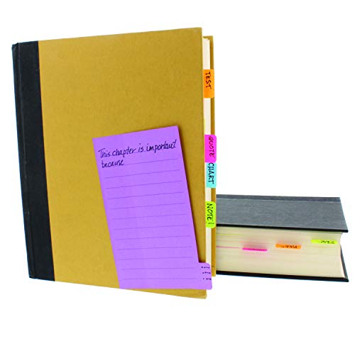 Redi-Tag Divider Sticky Notes, Tabbed Self-Stick Lined Note Pad, 60 Ruled Notes, 4 x 6 Inches, Assorted Neon Colors (29500)