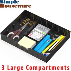 Simple Houseware Drawer Organizer Tray with 9 Adjustable Compartments, Black