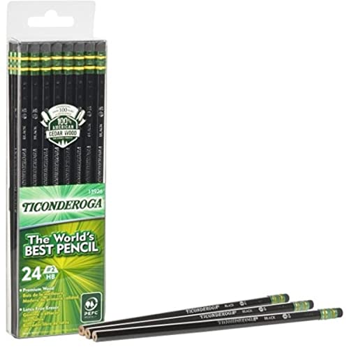 Dixon Ticonderoga Wood-Cased #2 Pencils, Box of 24, Black (13926)