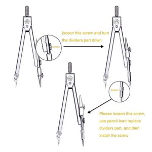 Student Geometry Math Set, Drawing Compass and 6 Inch Clear Swing Arm Protractors 180 Degree Math Protractor (Style 1)