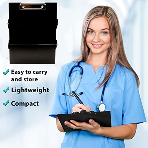 Nursing Clipboard with Nursing and Medical Edition Cheat Sheets 3 Layers Aluminum Foldable Nurse Clip Boards Notepad for Students, Nurses and Doctors (Black)