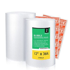 2 pack 12 inch x 36 ft bubble packing wrap for moving boxes shipping cushioning supplies perforated every 12”