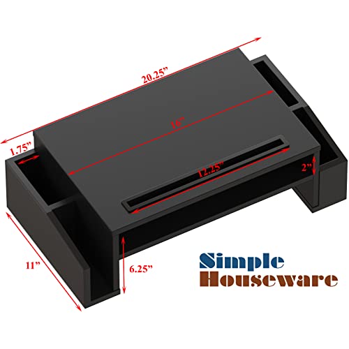 Simple Houseware Desk Monitor Stand Riser with Adjustable Organizer Tray, Black