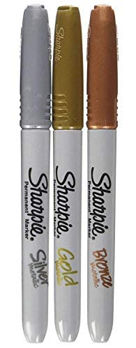 Sharpie - Fine Point Metallic Permanent Markers - Silver/Gold/Bronze (1-Pack of 3)