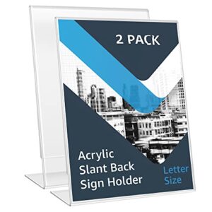 amazon basics acrylic slant back sign holder, 8.5 x11 inches, 2-pack