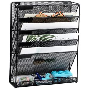 easepres file organizer mesh 5-tier black hanging file organizer vertical holder rack for office home