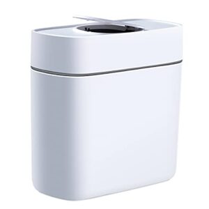 joybos small bathroom trash can with lids, 3 gallon garbage can with a lid, mini wastebasket for bedroom, slim plastic waste bin between wall & toilet, suit for rv, living room, office, laundry