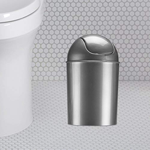 Umbra Mini Waste Can 1.2 Gallon with Swing Lid, Silver