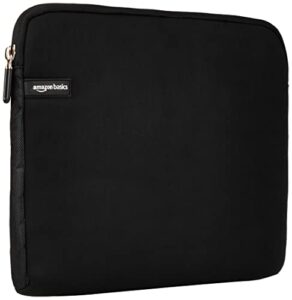 amazon basics 14-inch laptop sleeve, protective case with zipper – black