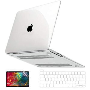 anban compatible with macbook pro 13 inch case m2 2022, 2021 2020 2019 2018 2017 m1 a2338 a2251 a2289 a2159 a1989 a1708 a1706 touch bar, clear plastic hard shell case +keyboard cover +screen protector