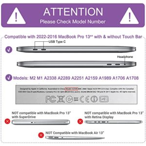 Anban Compatible with MacBook Pro 13 inch Case M2 2022, 2021 2020 2019 2018 2017 M1 A2338 A2251 A2289 A2159 A1989 A1708 A1706 Touch Bar, Clear Plastic Hard Shell Case +Keyboard Cover +Screen Protector