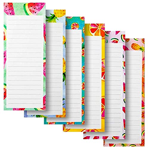 Juvale Magnetic Fridge Notepads for Grocery, Shopping Lists, To-Do Memos, Fruit Design (6 Pack)