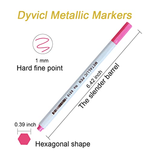 Dyvicl Metallic Marker Pens - 12 Colors Hard Fine Tip Metallic Markers for Black Paper, Adult Coloring, Card Making, Rock Painting, Scrapbooking Crafts, DIY Photo Album