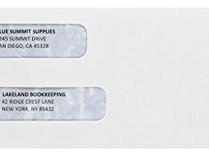 500 Self Seal Double Window Security Envelopes Designed for QuickBooks Checks - Computer Printed Checks - 3 5/8 X 8 11/16 (Not for Invoices)