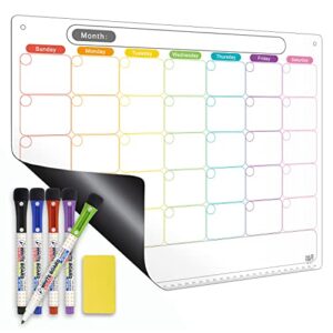 dry erase calendar kit- magnetic calendar for refrigerator – monthly fridge calendar whiteboard with extra-thick magnet included fine point marker & eraser & holes for wall hanging