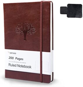 hardercover journals 200 pages, wertioo diary leather lined journal notebook writing a5 100gsm thick paper notebooks with pen hold for work men women, 8.4 x 5.7 in