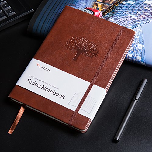 Hardercover Journals 200 Pages, WERTIOO Diary Leather Lined Journal Notebook Writing A5 100gsm Thick Paper Notebooks with Pen Hold for Work Men Women, 8.4 x 5.7 in