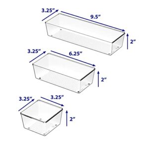 6 Pack - Simple Houseware Clear Plastic Desk Drawer Organizers