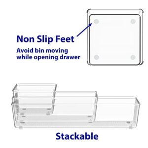 6 Pack - Simple Houseware Clear Plastic Desk Drawer Organizers