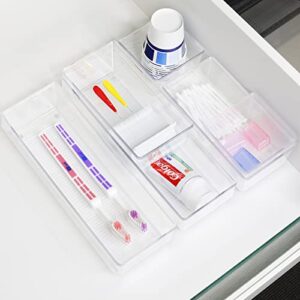 6 Pack - Simple Houseware Clear Plastic Desk Drawer Organizers