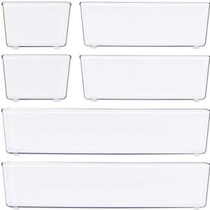 6 Pack - Simple Houseware Clear Plastic Desk Drawer Organizers