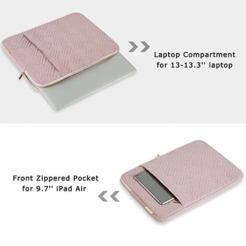 Laptop Sleeve,BAGSMART Laptop Case Cover Compatible with 13-13.3 inch Notebook,MacBook Air,MacBook Pro 14 Inch,Computer,Water Repellent Protective Case with Pocket,Pink