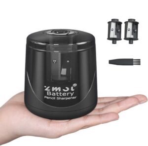 zmol battery powered electric pencil sharpener,small battery operated pencil sharpeners portable,fast sharpen, suitable for no.2/colored pencils(6-8mm), school/classroom/office/home