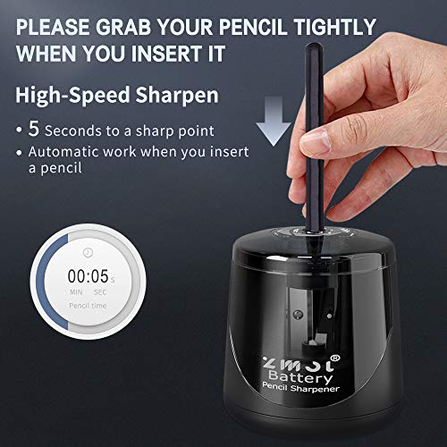 ZMOL Battery Powered Electric Pencil Sharpener,Small Battery Operated Pencil Sharpeners Portable,Fast Sharpen, Suitable for No.2/Colored Pencils(6-8mm), School/Classroom/Office/Home