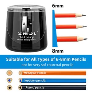 ZMOL Battery Powered Electric Pencil Sharpener,Small Battery Operated Pencil Sharpeners Portable,Fast Sharpen, Suitable for No.2/Colored Pencils(6-8mm), School/Classroom/Office/Home