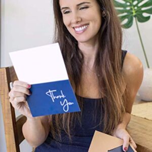 100 Navy Blue Thank You Cards with Envelopes & Stickers | Classy Thank You Notes Bulk Box Set | Large Professional Looking 4” x 6" Cards Perfect for Business, Graduation, Baby Shower & Wedding